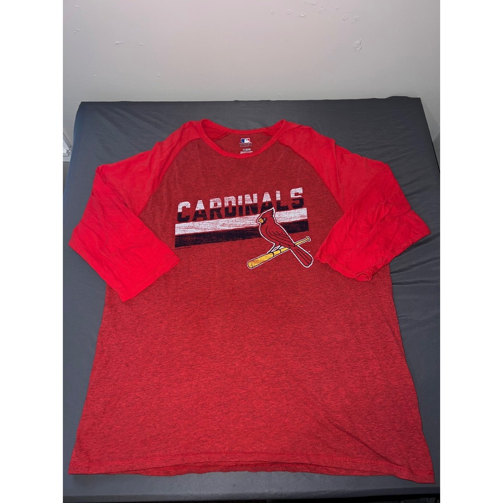 MLB St. Louis Cardinals Shirt Mens XL Red Excellent Raglan 3/4 Sleeve Baseball
